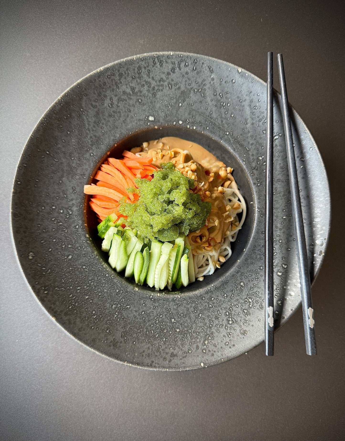 Cold Sesame Peanut Noodles With Cucumber Granita