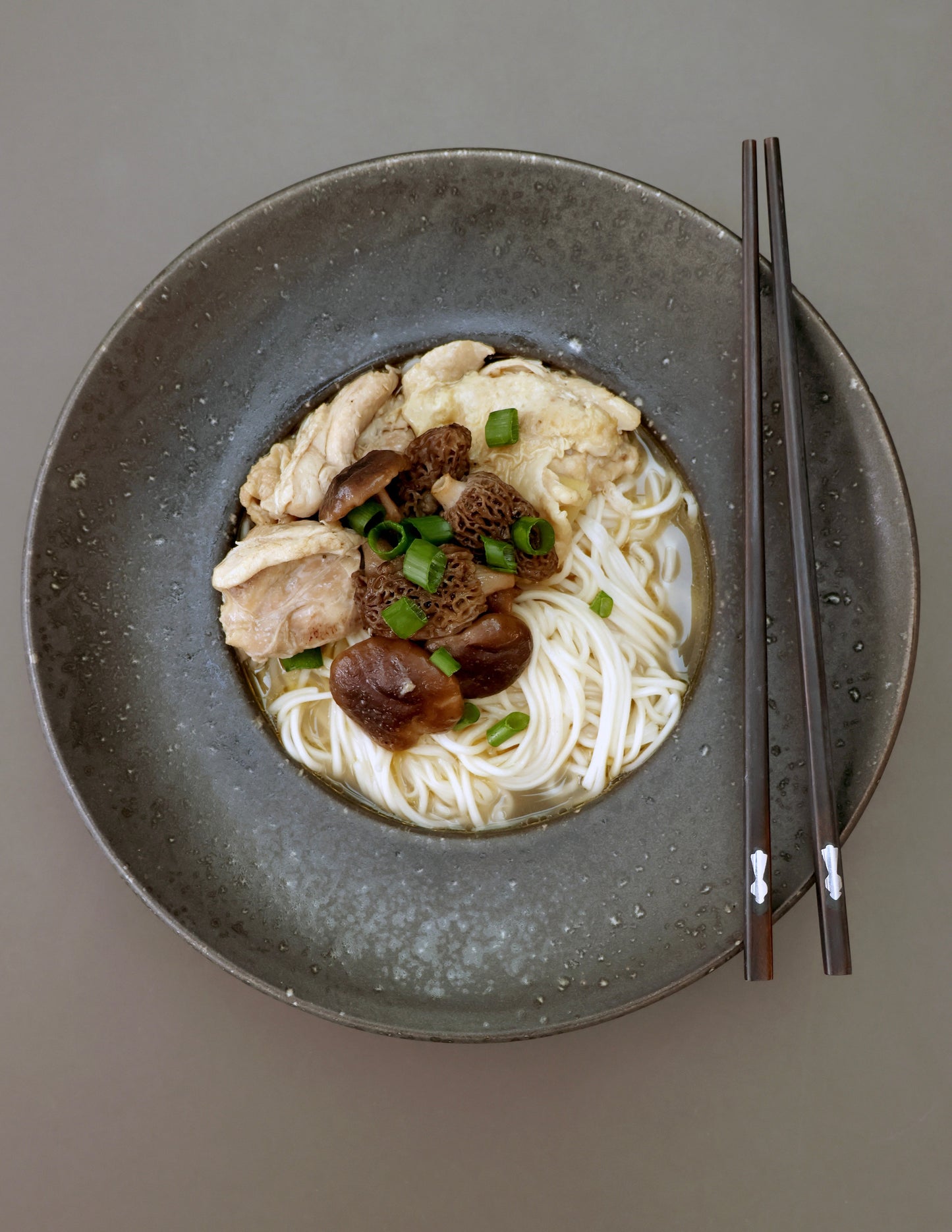 Taiwanese Chicken Noodle Soup with Mushrooms